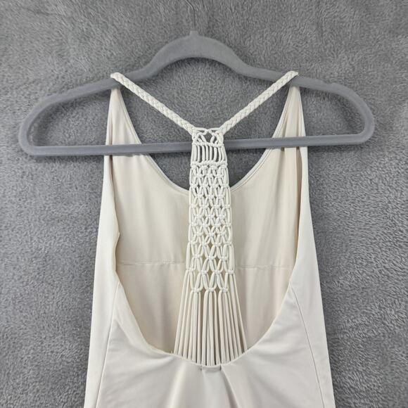 aerie Swimsuit Women M Cream One Piece Racerback Crochet Vanilla Girl Beach - Picture 4 of 11